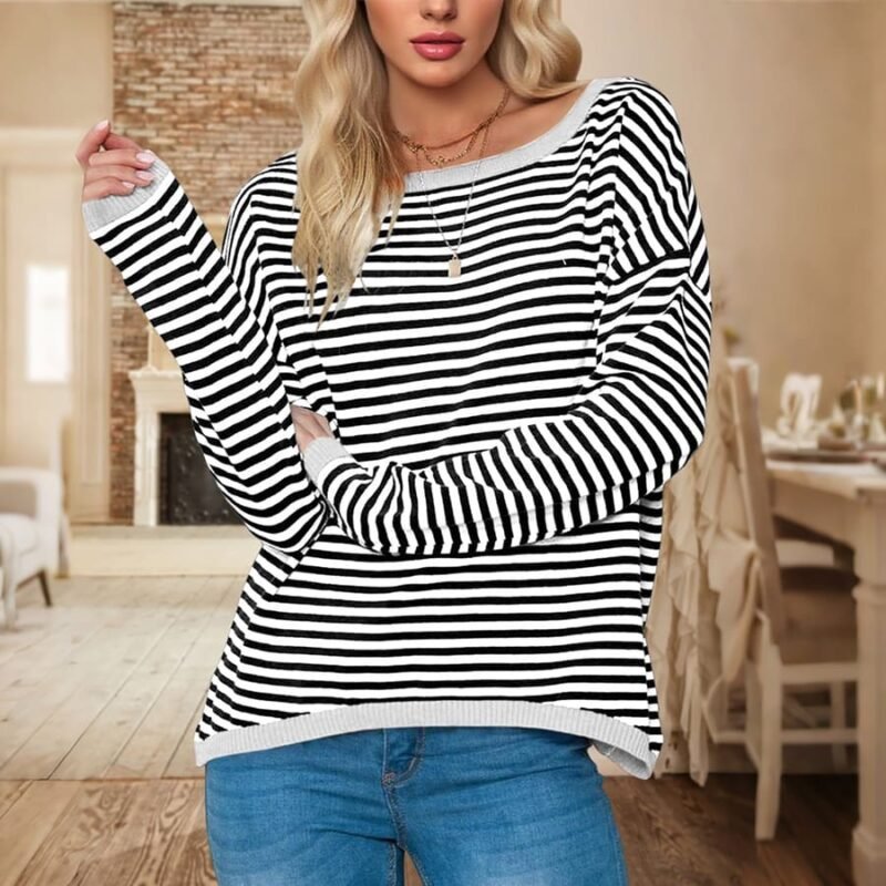 Pullover Damen Gestreiftes Sweatshirt