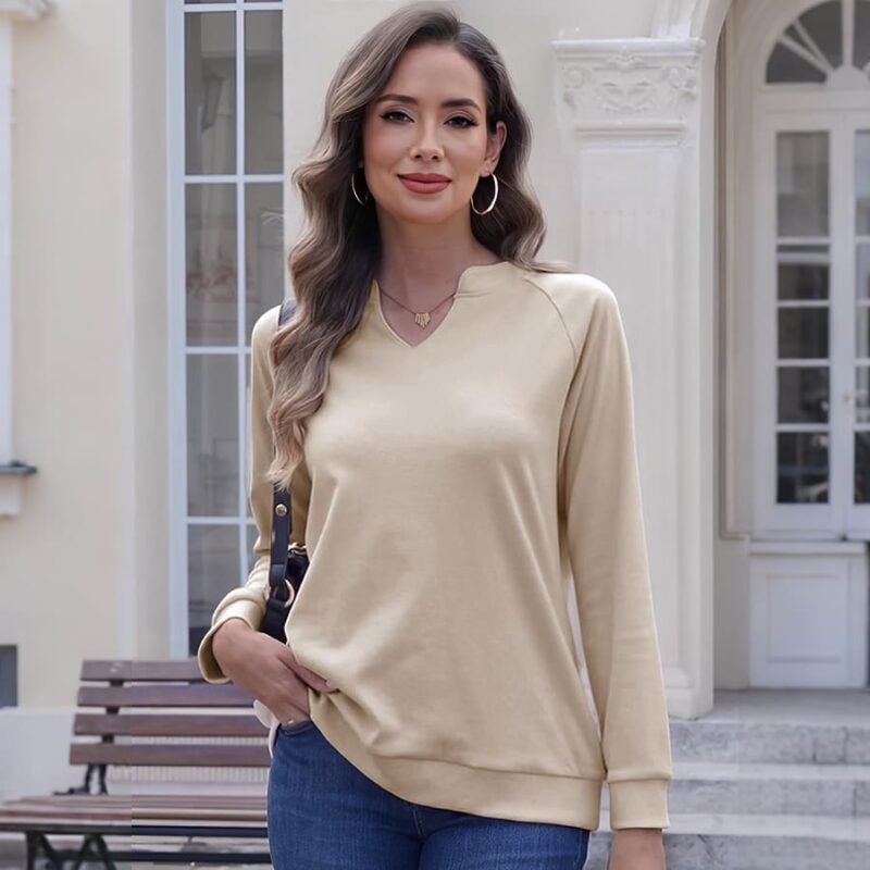Pullover Damen Langarmshirt V-Ausschnitt